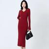 Elegant Women's Knit Dress Temperament Retro Neck Knit Dress Fall Winter Fashion Women's Inside Take Long Sleeved Sweater Skirt Dresses for Women 2025