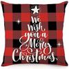 Home Decor Merry Christmas Gnome & Truck Checkerboard Pillows Pattern Cushion Cover Suitable For Sofa Bedroom Car Pillow Cover