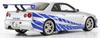 Kyosho Оригинальный Nissan Skyline R34 из серии «Форсаж» 2001 года «Форсаж» Готовая модель KSR12007A и 1/12 GT-R и (Серебристо-синяя полоска)