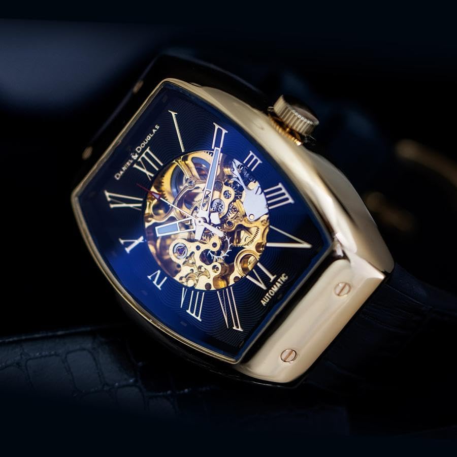 Daniel Douglas DD8808 Аналоговые и Часы, Автоматический/Ручной Завод, Скелетон, Мужские (Черное золото)