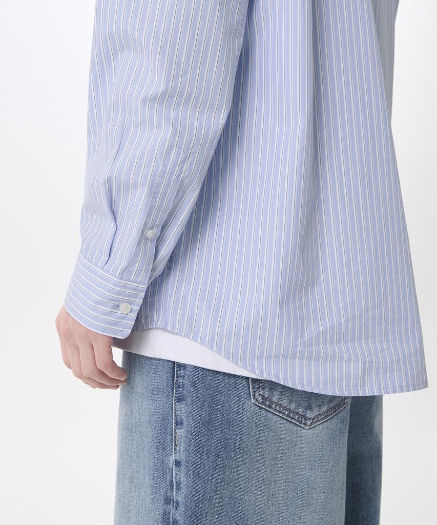MUSINSA STANDARD Relaxed Shadow Stripe Poplin Shirt [Sky Blue/Stripe]