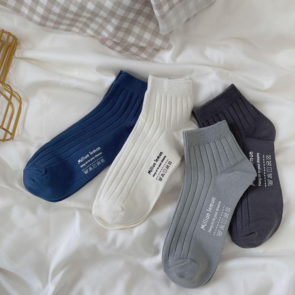 22 Сезон Носки Мужские Носки-лодочки Двухигольные Хлопковые Мужские Носки Короткие Однотонные Низкие Базовые Базовые Универсальный Стиль