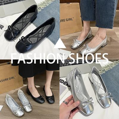 Блестящие серебристые туфли-лодочки с бантом Мэри Джейн Женские туфли с круглым носком в стиле пэчворк в клетку из кожи Лоферы на плоской подошве Женские туфли zapatos de mujer