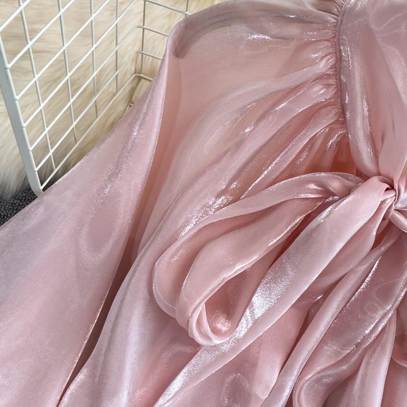 Милая женская блузка, однотонная, с галстуком-бабочкой, на шнуровке, с длинным рукавом, свободная, прямая, блузка, женская универсальная модная рубашка