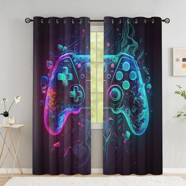 Игровые оконные шторы для мальчиков, затемненные шторы для геймпада для подростков, занавески для комнаты с контроллером видеоигр для гостиной