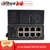 Промышленный коммутатор Dahua DH-IS3000C-8GT-DC с 8 портами Gigabit для видеонаблюдения, штекер CN (адаптер в комплекте)