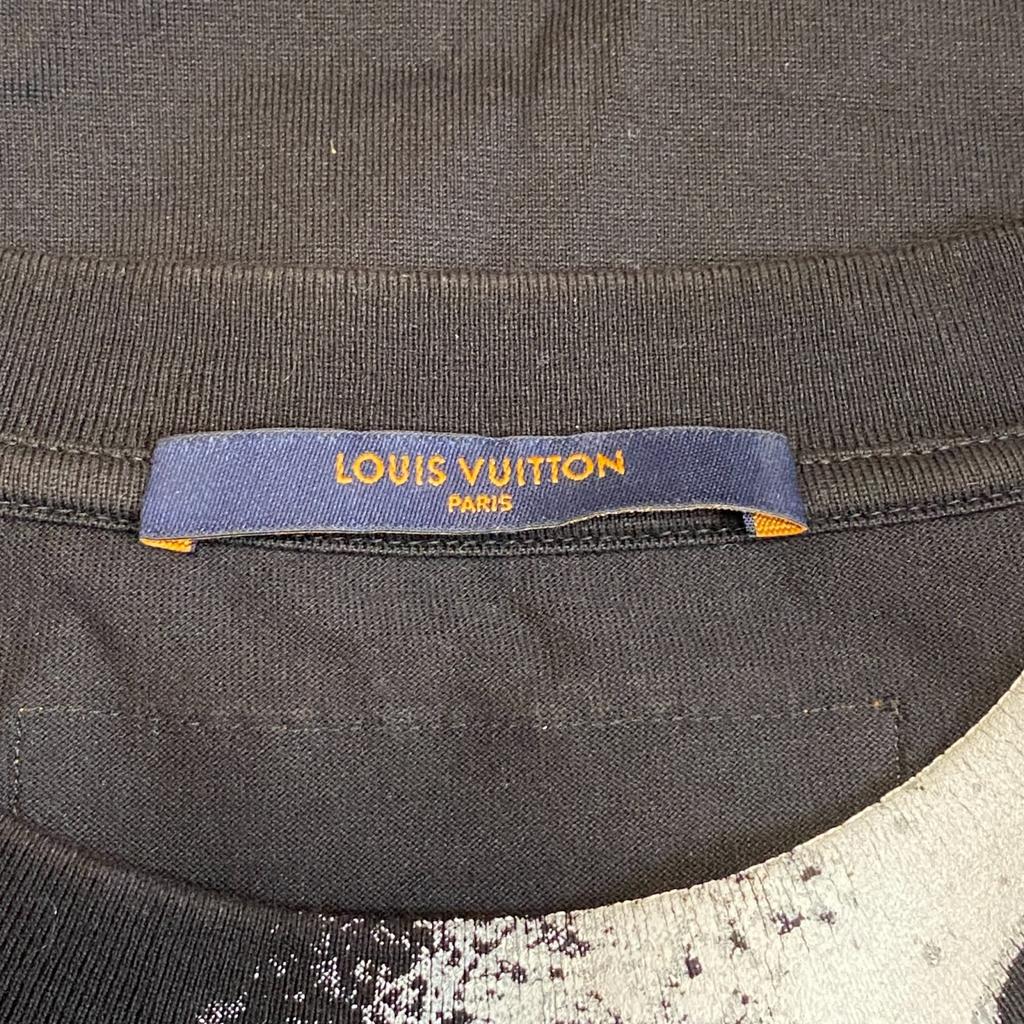 Б/у футболка LOUIS VUITTON с коротким рукавом черная/белая хлопок мужская