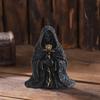 Gothic Black Robe Hooded Figure Resin Sculpture Mystical Wizard Statue Halloween Ornament Desk Decor For Home Or Office