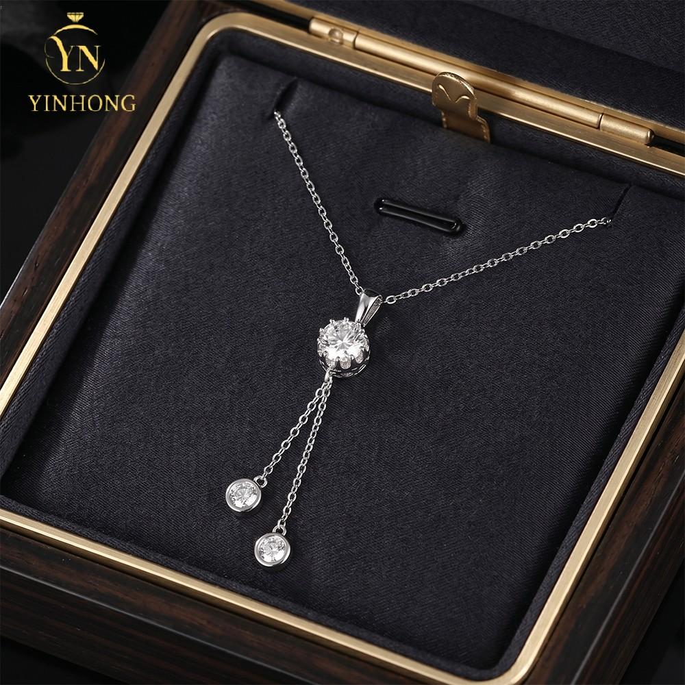 Hot Selling D/VVS1 Moissanite Crown Tassel Drop Pendant Necklace 925 Sterling Silver Premium Body Chain Jewelry Luxury Charm