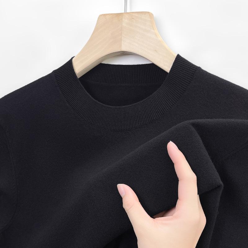 Men's Slim Fit Short-Sleeve Knitwear Versatile Half-High Neck Base Layer for Business Casual