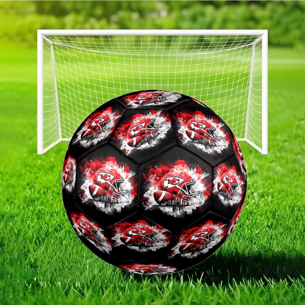 City Chiefs Emblem Printed Size 5 Soccer Ball - Durable, Machine-stitched, Soft and Comfortable, Suitable for Training and Matches Gift