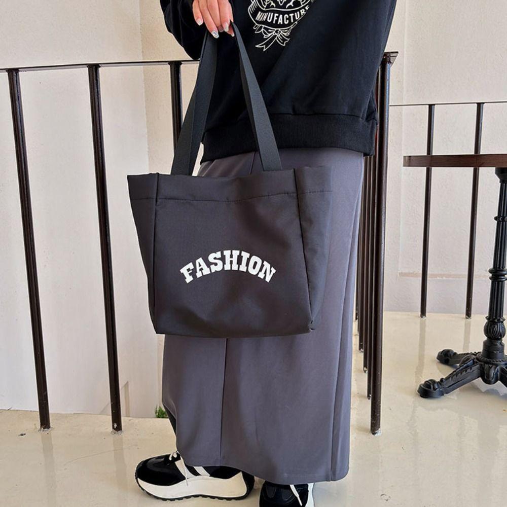 Холщовая сумка-тоут с принтом, однотонная, с буквенным принтом, на плечо, портативная, простая, ручная сумка, для девушки