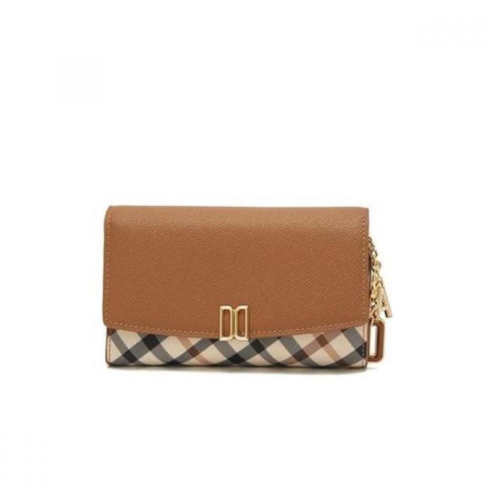 Daks 3 Fold Wallet Brown Check Dd Logo Dcwa4e423w2
