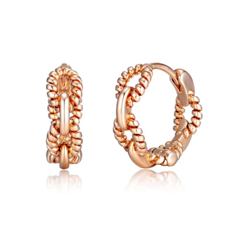 Серьги-клипсы ELLE Jewelry 14K Скрученные, с застежкой One-Touch (Золотая булавка) ELGPEE494