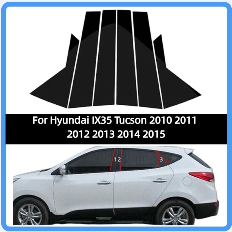 Glossy Black Pillar Post Door Trims Window Cover Stickers Accessories Fit For Hyundai IX35 Tucson 2010 2011 2012 2013 2014 2015