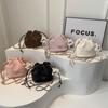 Fashionable Textured Bucket Bag New Style Bag Women's Chain Crossbody Bag Niche Pull-up with Fashionable Bucket Bag