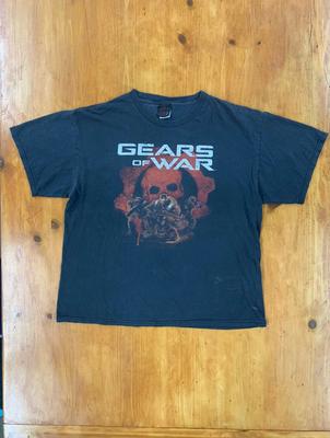 Светящийся желтый логотип Gears of War Винтажная футболка Gears of War Футболка из рекламной кампании y2k