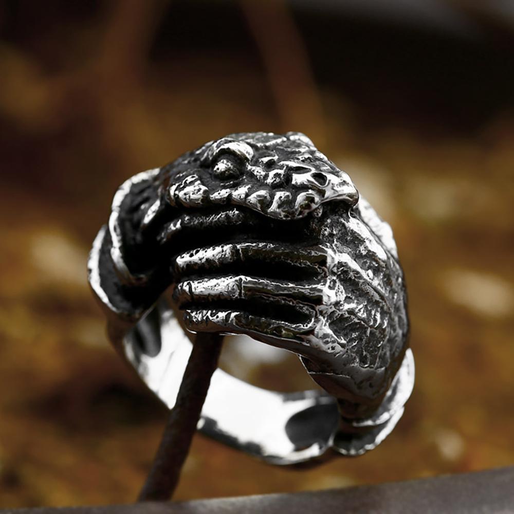 Gothic Vintage Stainless Steel Snake Ring for Men Cool Biker Hand Bones Rings Unique Creative Fashion Jewelry Gift Dropshipping
