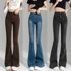 Vintage High Waist Flare Jeans Women's Solid High Street Slim Fit Denim Pants Stretch Flare Denim Pants Casual