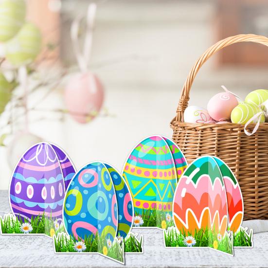 6 шт. пасхальных украшений для яиц, бумажные цветные яйца, настольный декор, стоящее яйцо, центральное украшение для пасхального ужина, вечеринки, весенних мероприятий, принадлежности