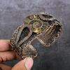 Natural Ammonite Fossil Gemstone Copper Wire Wrap Cuff Bangle Adjustable P2h76