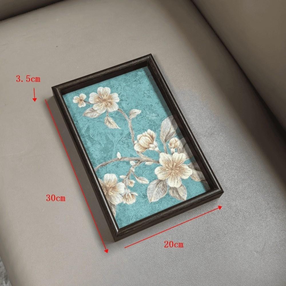 Поднос для закусок 20x30 см Поднос для чая Золотой Цветок Цветочный Квадратный Поднос для десертов Изысканный Дизайн Синее Дно Поднос для подачи Прихожая