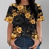 Смелый леопардовый принт золотой цветок женская футболка повседневная модная свободная удобная черная с коротким рукавом