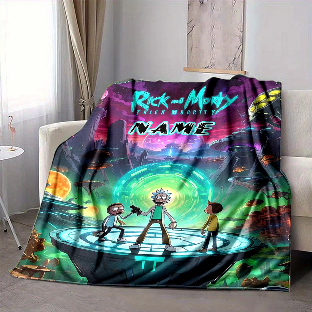 Custom 1pc Rick Morty: Cosmic Adventure Blanket, Soft And Comfortable Blanket, Casual Warm, Camping Travel Blanket, Birthday Gift Q91380