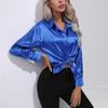 Spring Autumn Satin Blouse Imitation Silk Long Sleeve Shirt for Women's Plus Size Loose Tops