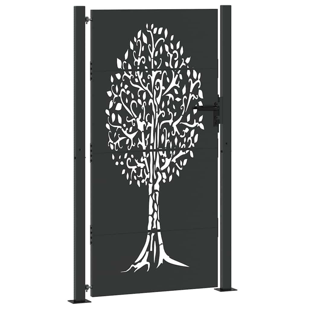 Garden Gate Black 110 x 180 cm Powder Coated Steel