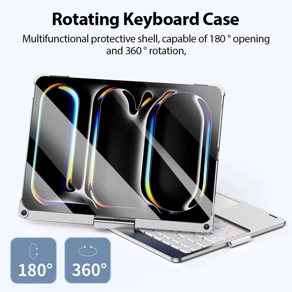 New Magic Keyboard For iPad 11th Generation 2025 A16, Keyboard Case For iPad Air 7 11 13 inch 2025 M3, 360 Degree Flip Backlit