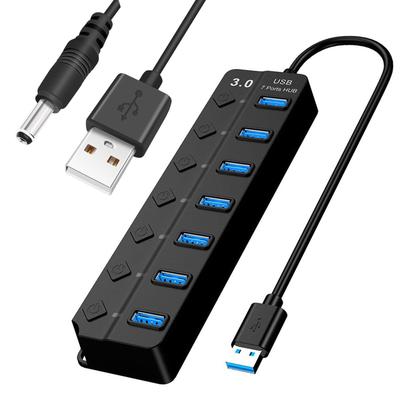 USB-концентратор с независимыми портами USB 5 Гбит/с для передачи данных и расширением USB, 7 портов USB 3.0 с переключателями, двойное питание / питание от шины, высокоскоростная передача,
