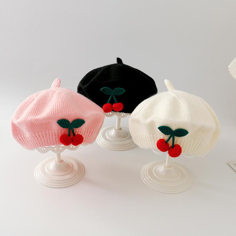 Милый детский вязаный берет вишневого цвета, детская зимняя теплая шапочка для малышей, детские шапочки, модная милая детская ветрозащитная шапка, подарки