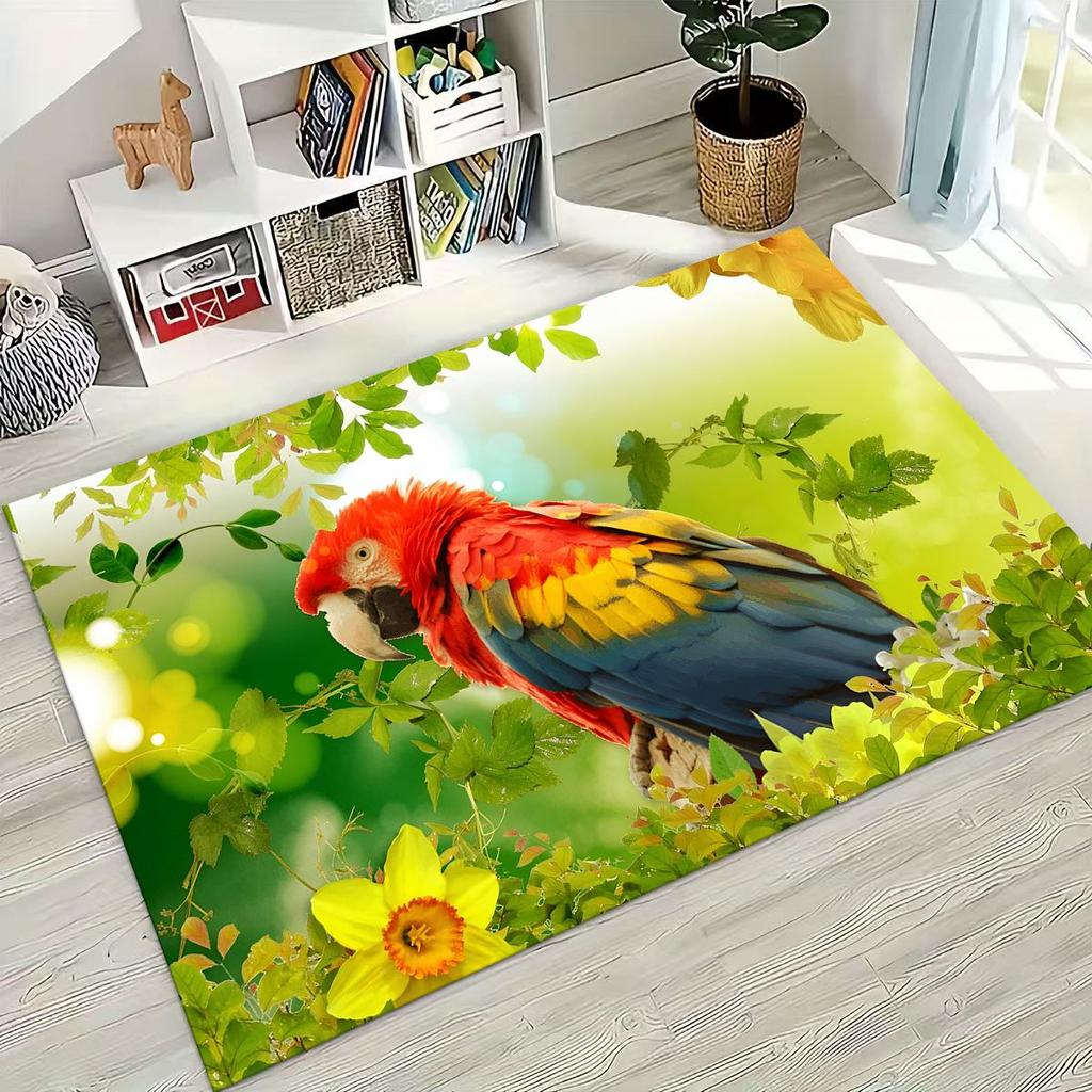 Красочный тропический попугай ара, натуральное искусство птиц, ковер для спальни, гостиной, дивана, домашний коврик для двери, декор, большой нескользящий коврик для пола