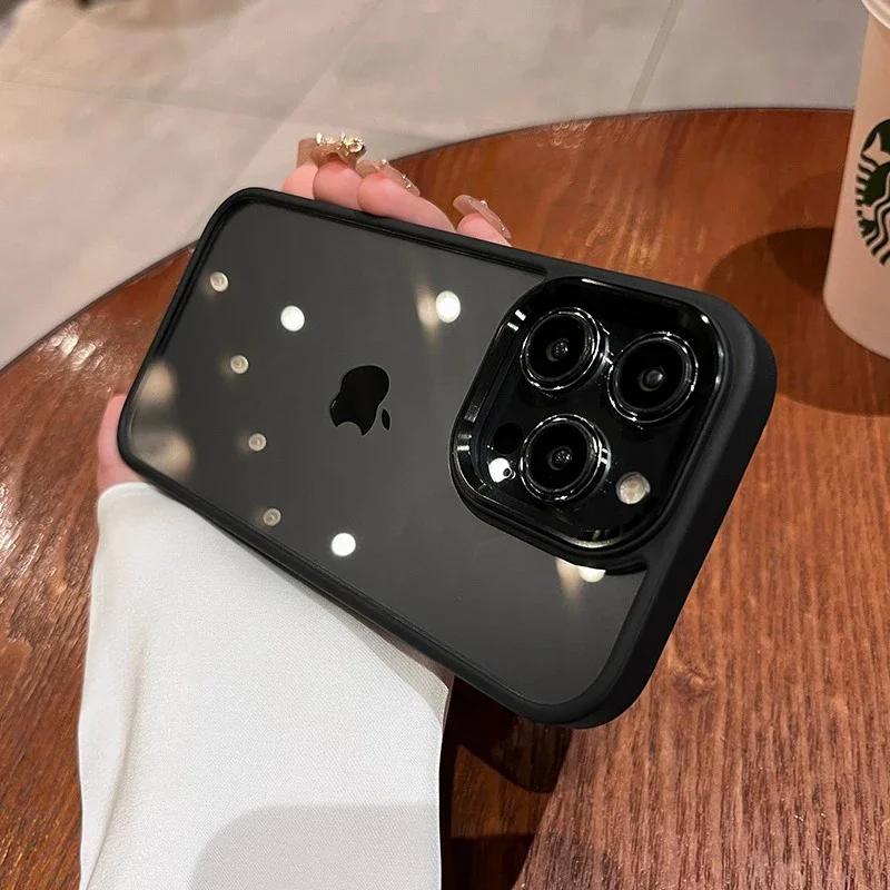 Роскошный металлический бампер для объектива, прозрачный чехол для iPhone 15 14 13 12 11 Pro Max Mini X XS Max XR 7 8 Plus, силиконовый акриловый жесткий задний чехол
