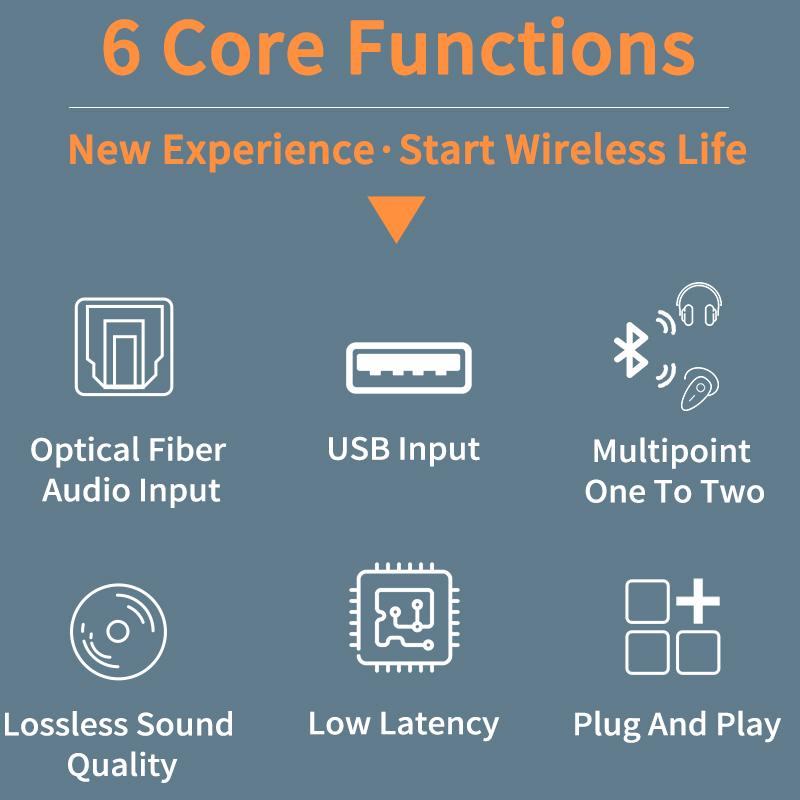 USB Optical Bluetooth Audio Transmitter Dual Stream Multipoint Hifi Stereo Low Latency Wireless Adapter For TV PC PS Series XBox