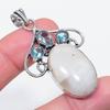 Natural Moonstone, Topaz Gemstone 925 Sterling Silver Jewelry Pendant 2.21" V7A38