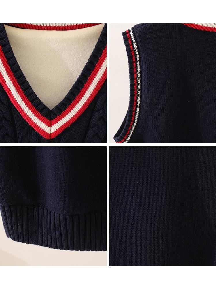 Kids' Preppy Fleece-Lined Vest - Warm School Uniform Sweater for Boys and Girls