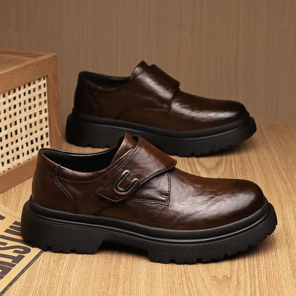 2025 новая весна и осень кожаная обувь мягкая кожа мягкая поверхность универсальная мужская повседневная обувь липучка одна педаль деловая мужская обувь
