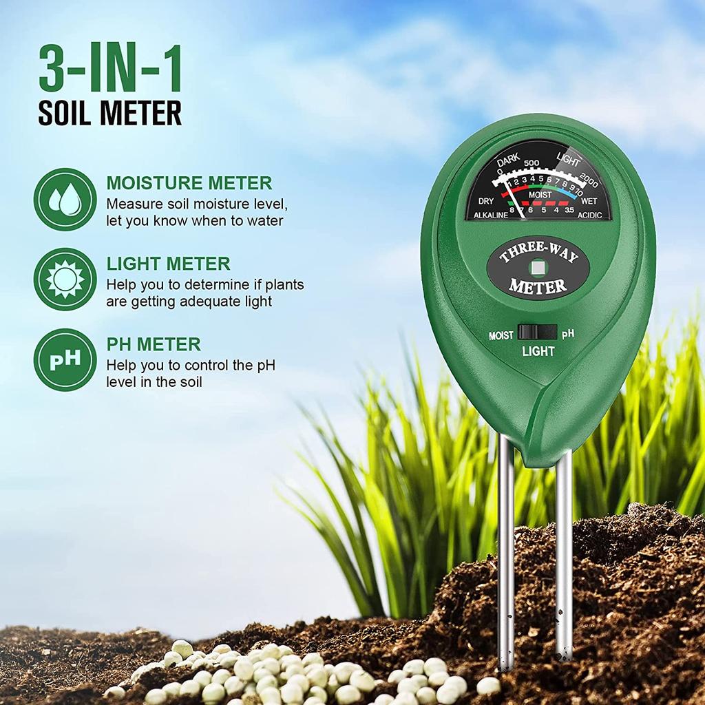 3 In1 Soil Water Moisture PH Meter Acidity Humidity Sunlight PH Test Garden Flowers Moist Tester Testing Instrument YSX