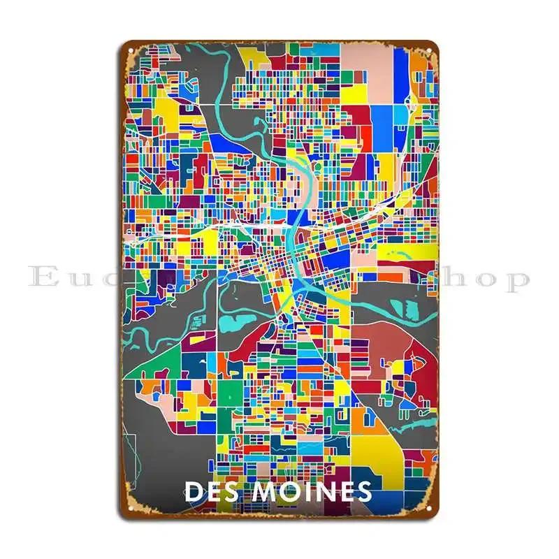 Des Moines Ia Usa Metal Sign Club Personalized Living Room Club Designs Tin Sign Poster
