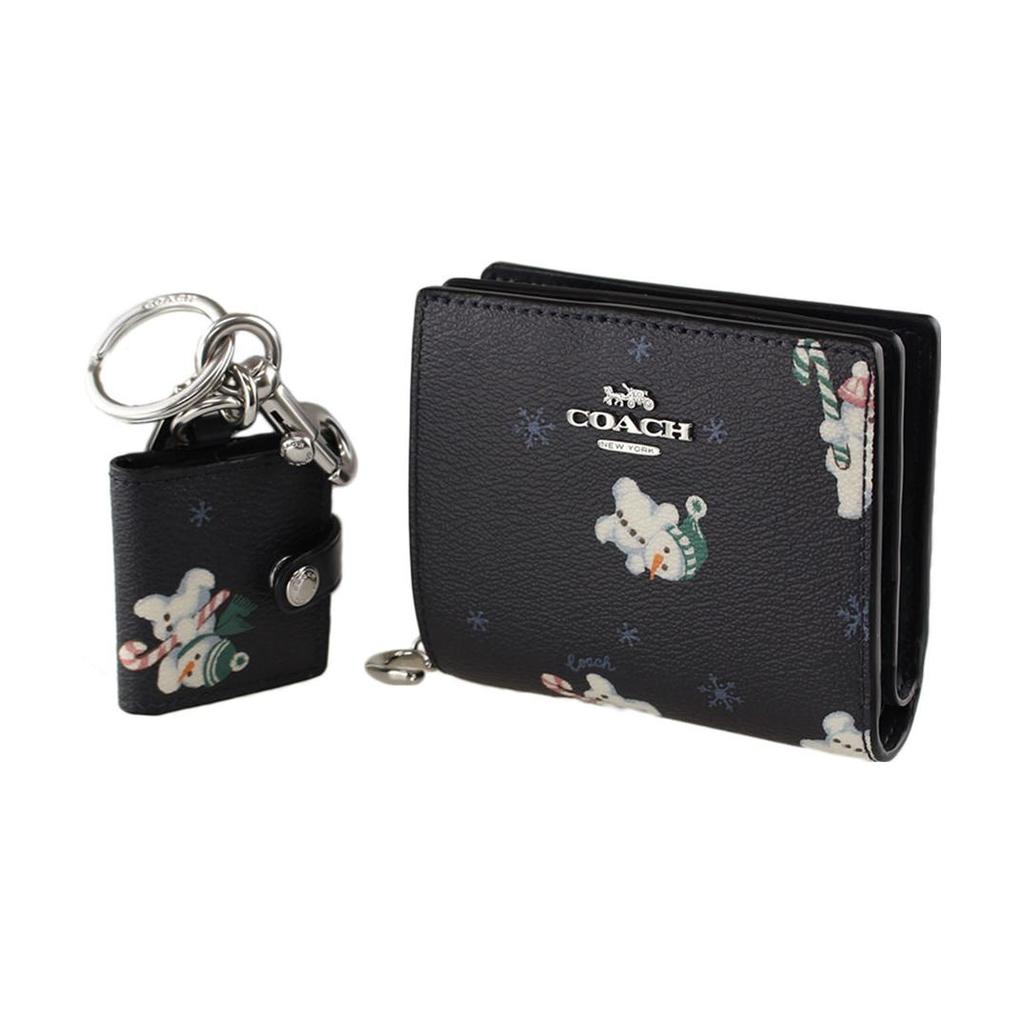 Coach Кожаный кошелек на холсте в коробке, унисекс, черный