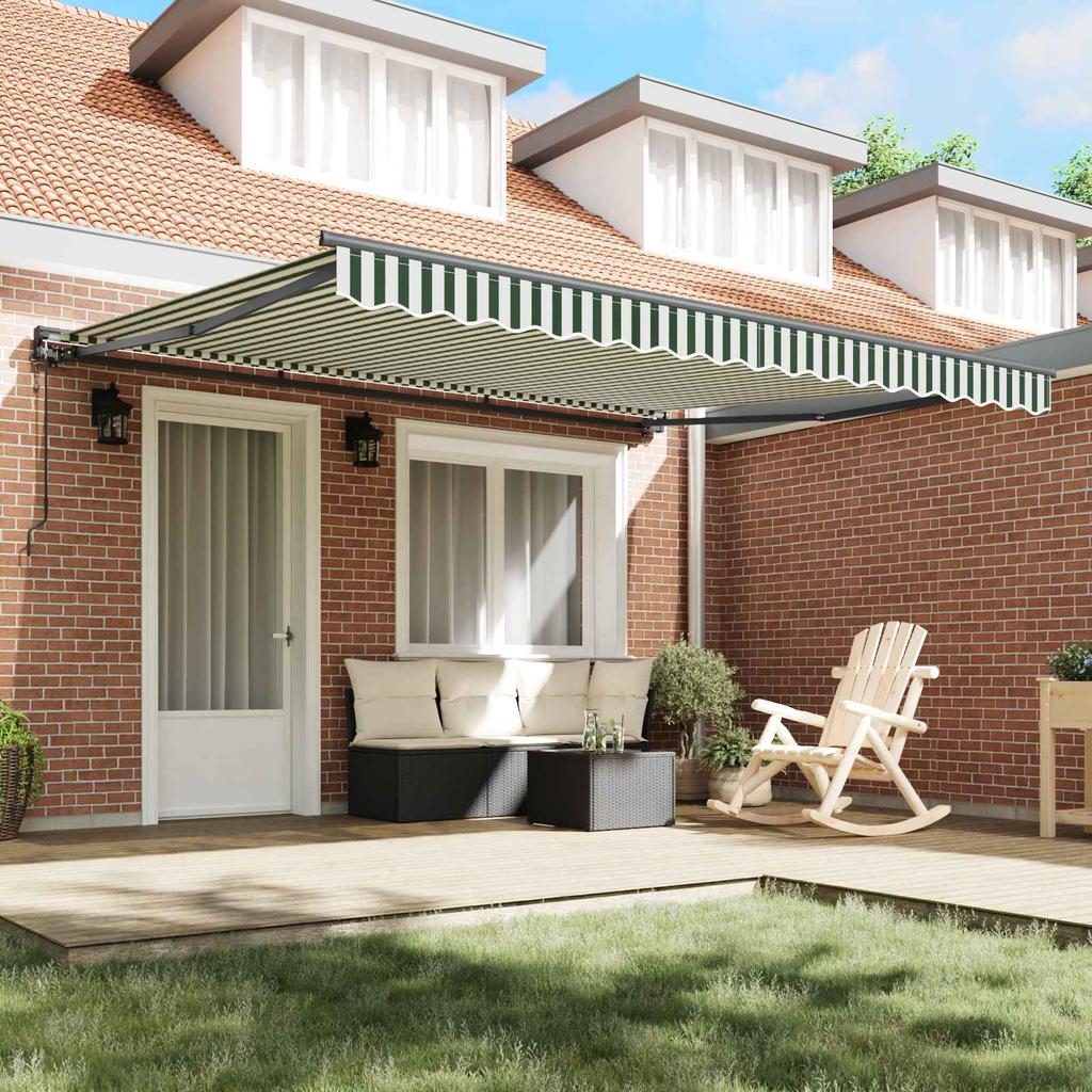 Retractable Awning Frame Green and White 400 x 300 cm