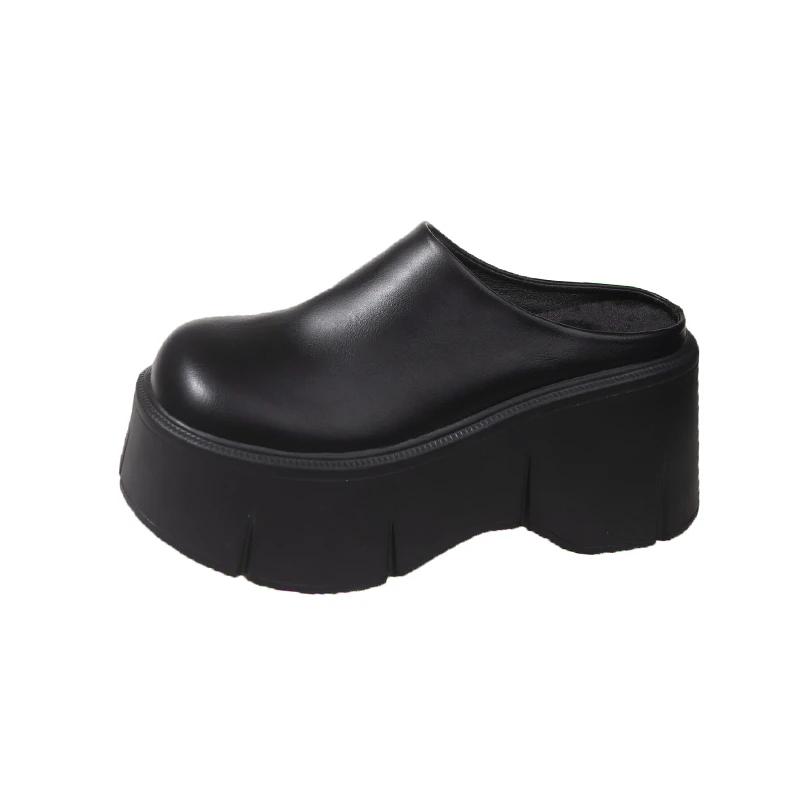 Fashion Fashion 8cm Winter Warm Women Zandalias De Mujer Females Buckle Platform Slippers Wedge Flat Sandals Slides Shoes Student-shoes