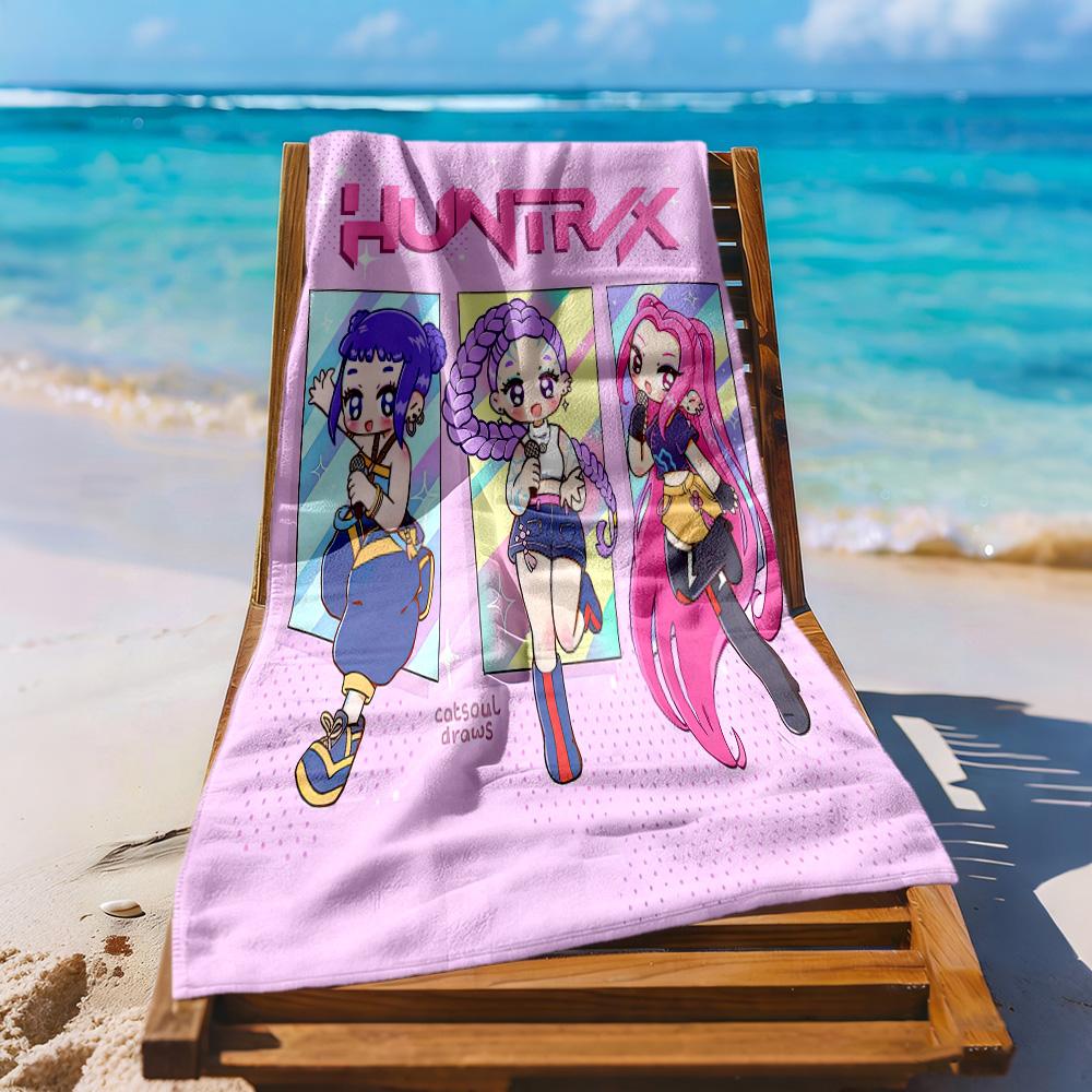 K-pop Demon Hunters Huntrix Beach Towel High Absorbency & Quick-Dry Comfortable Lightweight Suitable for Swimming, Gym, Camping, Yoga Vacation