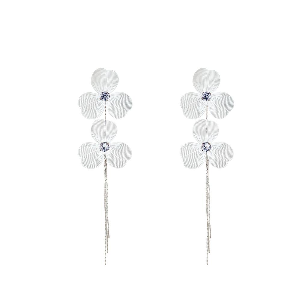 Преувеличенные персонализированные серьги-цветы, простые и в холодном стиле, изысканные длинные серьги с бахромой, инкрустированные бриллиантами