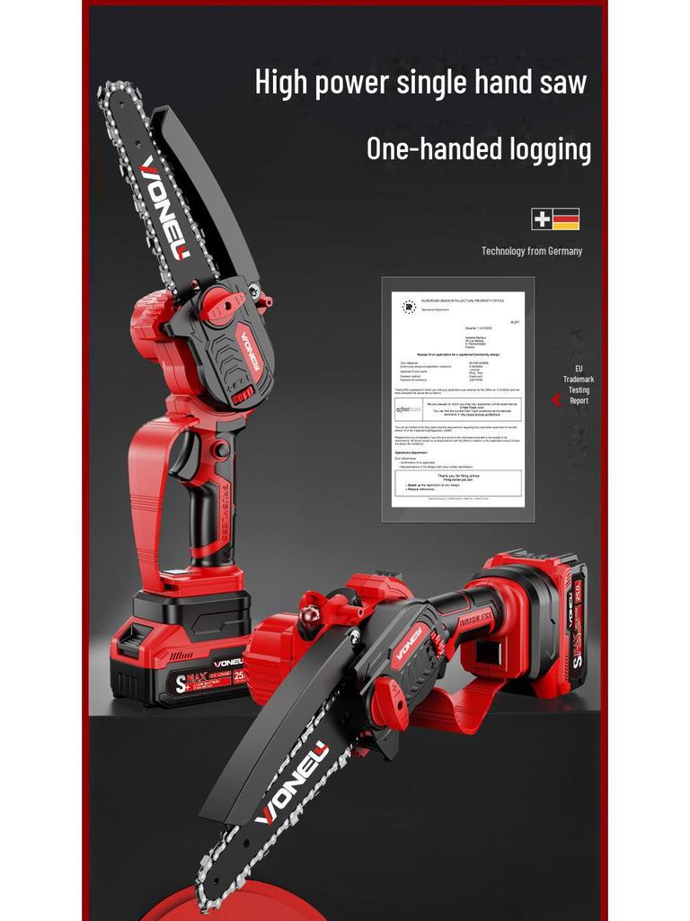 Аккумуляторная бесщеточная электрическая цепная пила для работы одной рукой для использования дома и на улице