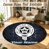 Round Rug Custom NameMorocco Football Pattern Non Slip Carpet Home Floor Decor