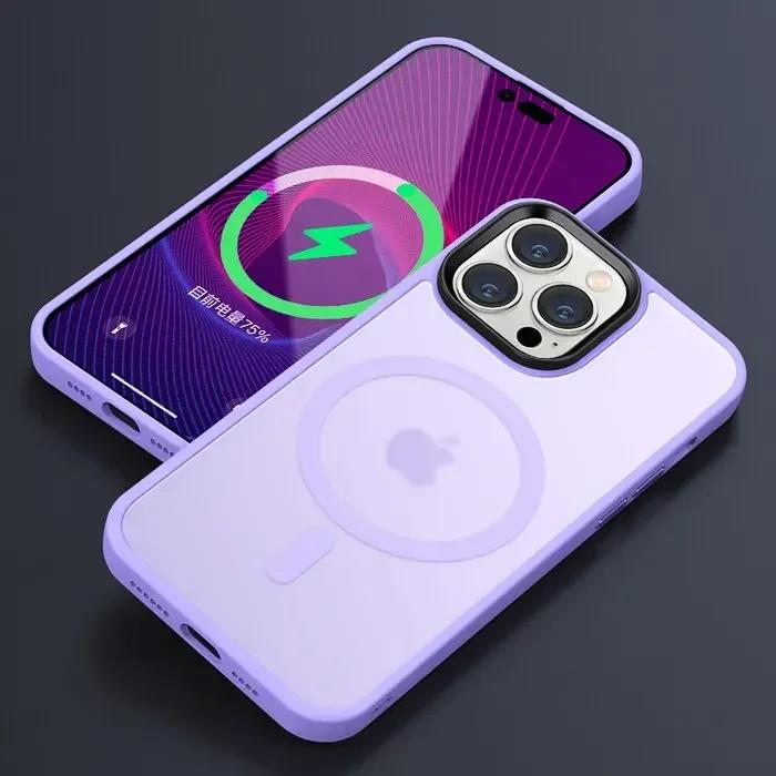 Luxury Matte Magnetic For Magsafe Translucency Case For iPhone 15 14 13 12 11 Pro Max 14 Plus Wireless Charge Shockproof Cover