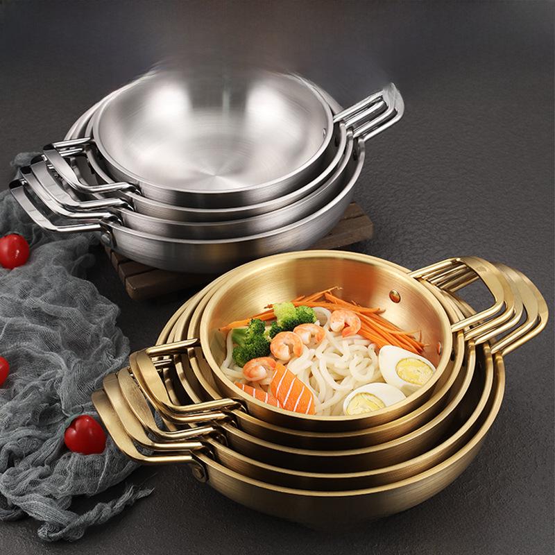 Корейский двойной армейский горячий горшок: Золотой Рамен и морепродукты, толстая кастрюля из нержавеющей стали для супа